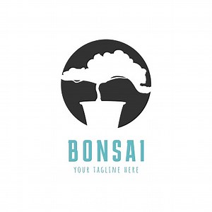 Bonsai Tree Vector Logo Vorlage. Illustration von Mini-Pflanzen oder...