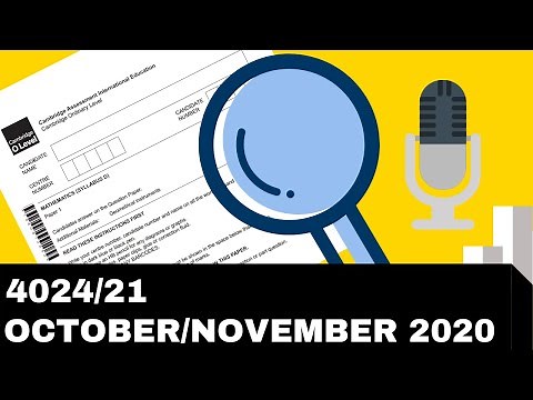 O Level Mathematics October November 2020 Paper 21 4024/21
