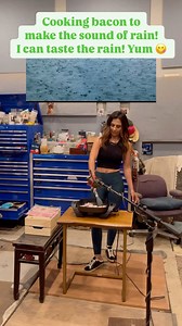 869K views · 1.4K reactions | Used bacon to create the sound of rain in movies. Had a blast cooking up some delicious rain with bacon from Greenfield Natural Meat Co. #deliciousbacon #BaconisRain #foleyrain #rain #reelfoleysound #foley #foleyartist #bacon #soundwithfood #postproduction #lovemyjob #bts #audio #sound | Reel Foley Sound | Facebook