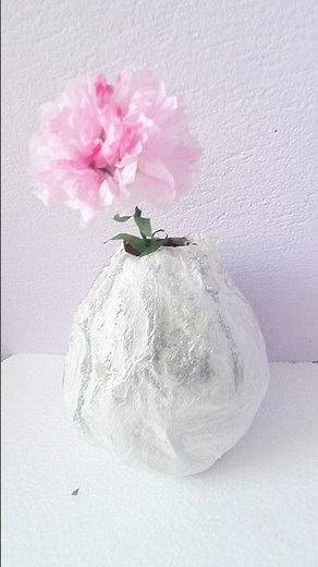 DIY Tissue Paper Flower Vase | Easy Home Decor Craft #shorts
