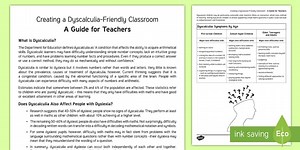 Creating a Dyscalculia-Friendly Classroom Guide