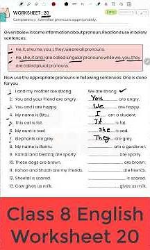 English Workbook class 8 worksheet 20 #worksheet20 #class8english
