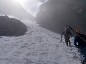 Tower Gully ski descent - summer skiing on Great Britain's highest mountain