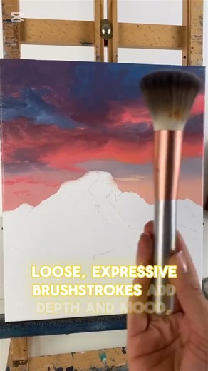 PAINTING A MOUNTAIN SUNSET LANDSCAPE || OIL PAINTING PROCESS. Artist: amber_emmi