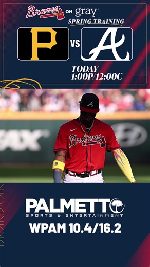 The Atlanta Braves are BACK on Palmetto Sports & Entertainment as they take on the Pittsburgh Pirates today at 1 p.m.! Catch the action free and over the air on channel 10.4 or channel 16.2! | WIS TV