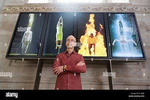 Video installation "Martyrs (Earth, Air, Fire, Water)" by American artist Bill Viola at St Paul's Cathedral in London, UK Stock Photo - Alamy