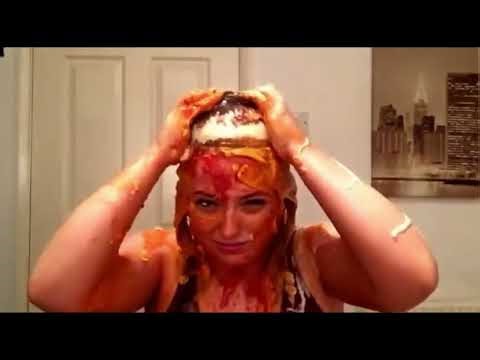 Woman covers herself with food (Silly Splosh)