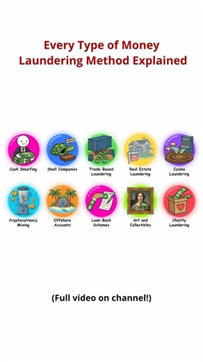 Every Type of Money Laundering Method Explained #cartoonexplainer #finance #inflation #art