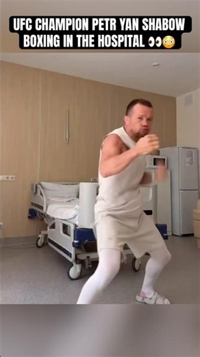 UFC bantamweight champion Petr Yan shadow boxing in his hospital room 👀