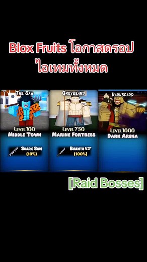 #วันพีช #onepiec Blox Fruits All Item Drop Chances [Raid Bosses]