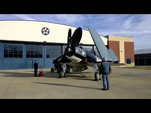 FG-1D Corsair Engine Start with Backfire