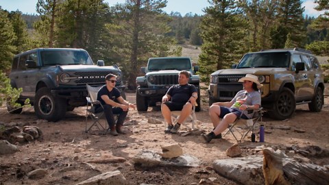 2024 Toyota Land Cruiser vs. Ford Bronco Sasquatch vs. Jeep Wrangler Rubicon 4xe Comparison Test: Weekend Warriors