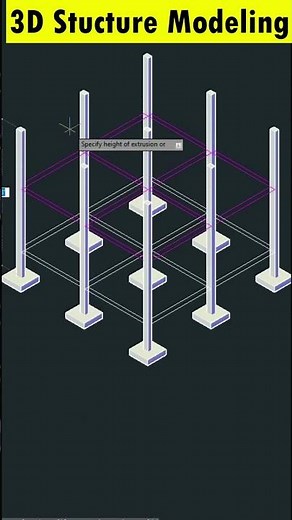 3D Structure Modeling in AutoCAD #shorts #autocad