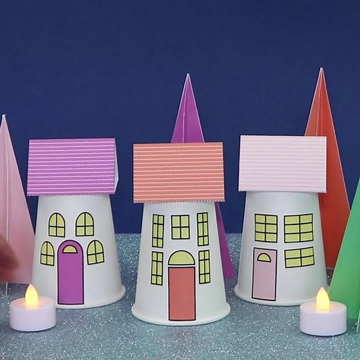 59K views · 1.5K reactions | Here's an easy, kid-friendly paper village idea to decorate for Christmas or Winter – so fun! Get the printable template here: https://www.thecrafttrain.com/printable-paper-village/ | The Craft Train | Facebook