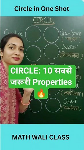 बस 20 सेकंड में Circle (वृत्त) के सभी Definitions समझें | Circle Basics | Math Wali Class #circle