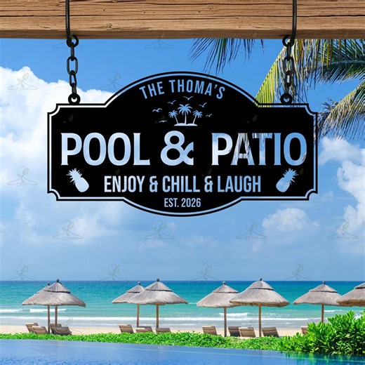Personalized Pool & Patio Metal Sign: Custom Backyard Wall Decor - Etsy