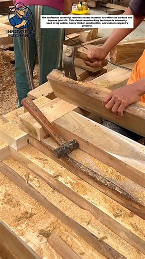 Traditional Timber Framing with Hand Adze | Shaping Wood Beams by Hand