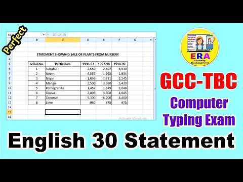 Statement English 30 Computer Typing for main exam (GCC-TBC) | कंप्युटर टायपिंग स्टेटमेंट सेटिंग |