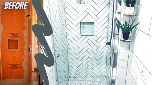 How this man installed herringbone tile in a shower