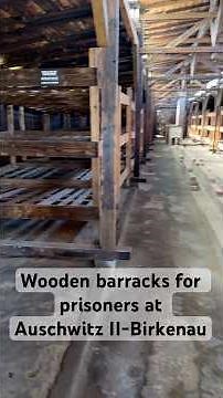 Wooden barracks for prisoners of Auschwitz II-Birkenau - silent walkthrough