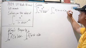 2024 UP Math Wizard 60 seconds Solve for the value of the integral of x⁴/(1 2024^x) dx from -5 to 5. | Engr. Isaiah James Maling