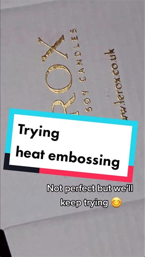 Heat embossing is so fun and looks beautiful on our packaging. #ukbusiness #giftideas #satisfying #heatembossing #embossing #candlemaking