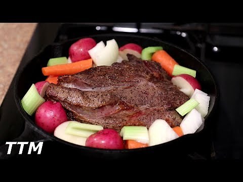 How to Cook a Simple Oven Pot Roast in a Cast Iron Skillet~Easy Cooking