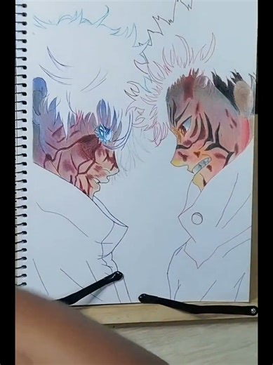 Drawing Gojo x Sukuna ( Jujutsu ) PT.1 espero que gostem amanhã posto a parte 2 e deixem comentário de quem vocês querem ver eu trazendo aqui até a próxima #draw #Anime #gojo #art #jujutsukaisen