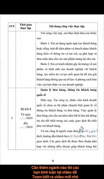 Nhật ký thực tập ngành Kinh doanh Quốc tế. Hiện tại mình vẫn còn hỗ trợ tư vấn, làm báo cáo tốt nghiệp, khoá luận tốt nghiệp, chuyên đề tốt nghiệp và xin dấu mộc thực tập trên toàn quốc. Cần hỗ trợ các bạn cứ liên hệ nhé