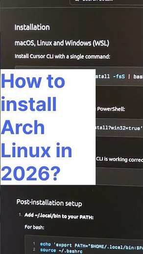 Install Arch Linux in 2026 eith Cursor Agent