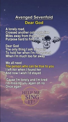 Avenged Sevenfold- Dear God Lyrics #helpmesingit #avengedsevenfold #a7x #deargod #beautifulsong
