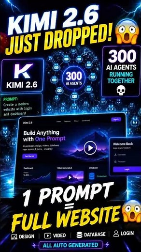Kimi 2.6 is INSANE 😳 (1 Prompt = Full Website 💀) #kimiai #ai #automation 2/15