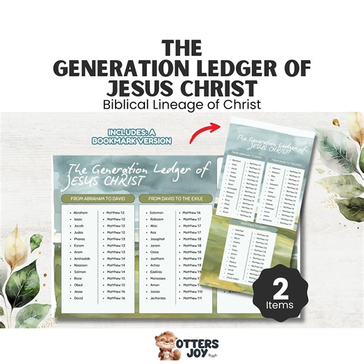 The Generation Ledger of Jesus Christ: Matthew 1 Genealogy Chart, Biblical Lineage of Christ, 8.5x13 Landscape Bible Study, 4x8 Bookmark - Etsy UK