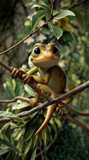 Tiny Lizard’s First Climb! 🦎💪