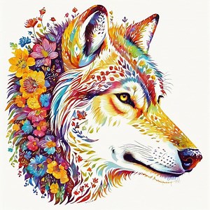 Colorful Wolf Cross Stitch Pattern PDF | Floral Animal Embroidery Chart | Vibrant Wolf Head Needlework | Artistic DIY Cross Stitch Design - Etsy Canada