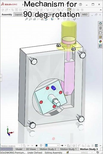 Mechanism for 90 deg. Rotation - Mechanical Animation #mechanics #animation