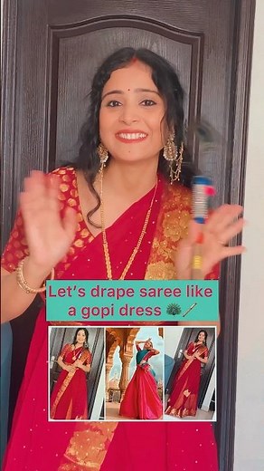 How to wear saree like a gopi dress 🦚🪈 #janmashtami #gopidress #saree #sareedraping #shorts