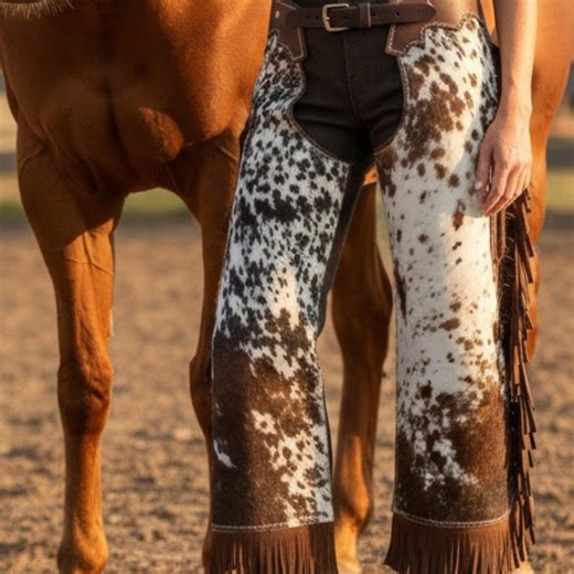 Women Western Chaps, Cowhide Leather Chaps, Fringe Rodeo Riding Pants - Etsy