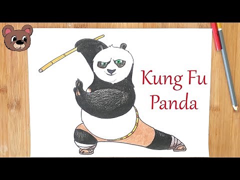 Learn To Draw Po from Kung Fu Panda With Colourful Pencils - Fun Cartoon Tutorial For Kids!