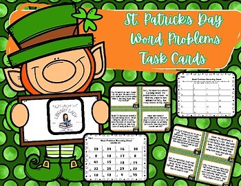 1st-2nd Grade St. Patrick's Day Word Problems Task Cards Math Center/Activities