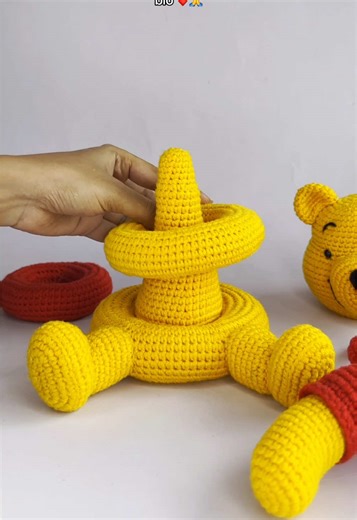 My new crochet toy 😍 winnie the pooh crochet stacking toy 🙏 you can find winnie the pooh crochet pattern link in my tiktok bio ❤️ #crochettok #winniethepooh #crochetpattern #fypシ #crochet