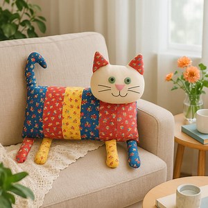 Cat Pillow Sewing Pattern: Upcycled Denim, Floral Embroidery (PDF Pattern, 2 Sizes) Beginner's Guide - Etsy