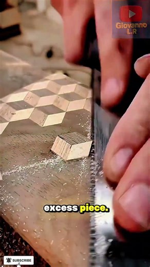 creating a stunning 3D cubic mosaic pattern using wood inlay