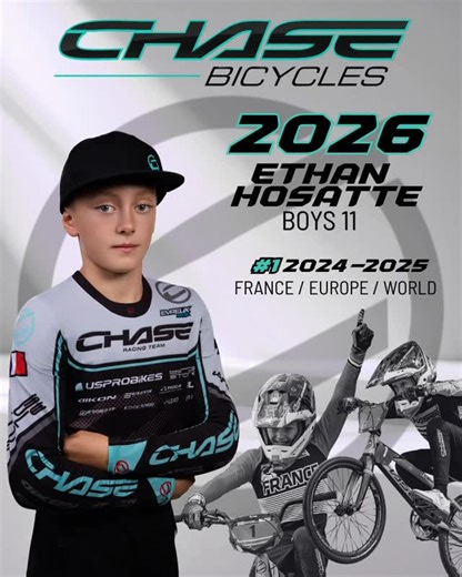 The 3rs rider we are excited to announce that will be joining the Chase Factory World Team is Ethan Hosatte. @ethan.hosatte_w1 had a dominant past few seasons, winning the UCI World Challenge as well as the European and French Championships. #chasebmx | Chase BMX
