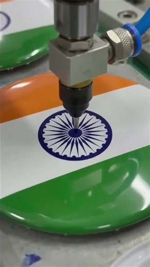 Watch how an Indian flag-colour badge is made in a factory #machine #badge #india #factory