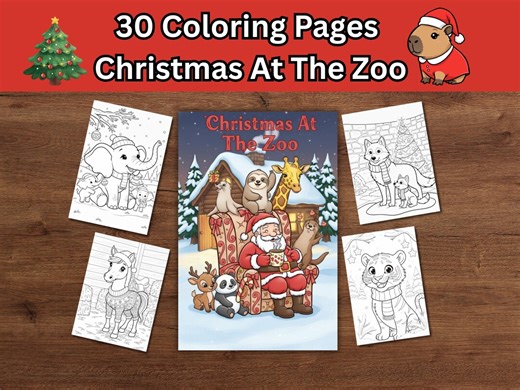30 Printable Christmas Coloring Pages, Holiday Animals, Xmas Art, Instant Download - Etsy