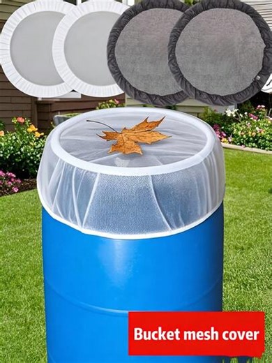 Durable Polyester Mesh Cover, Outdoor Rainwater Bucket Anti Mosquito And Leaf Protection Net, Suitable For Standard Bucket Rainwater Collectors, Functional Design, Effective Coverage, Outdoor Rainwater Bucket Mesh Cover, Garden Water Bucket Anti Mosquito Mesh Cover, Screen, Protective Cover, Filtering Protective Net, Essential For Gardens | SHEIN