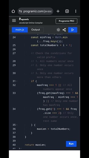 Maximum Equal Frequency | JavaScript Solution | Longest Prefix Array Problem Explained
