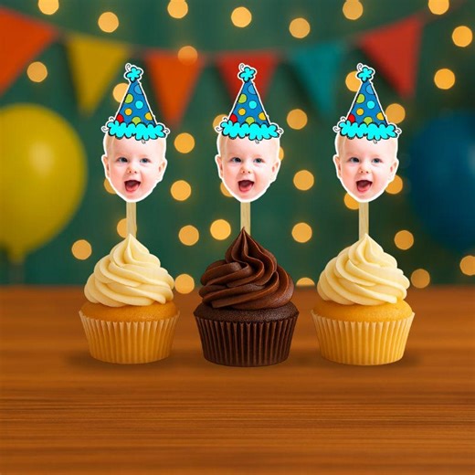 Personalized Photo Cupcake Toppers, Custom Birthday Party Decorations - Etsy