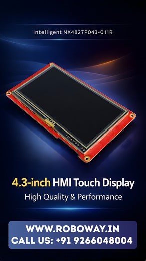 Introducing Nextion 4.3 inch Intelligent NX4827P043-011R HMI Resistive Touch Display 🆔 Product SKU: RW-DIS21 💰 Price: ₹4,989 ⭐ Key Features: • 4.3-inch TFT LCD display for clear and vibrant visuals • Resistive touchscreen for precise and reliable input control • 480 × 272 pixel resolution for sharp UI rendering • Intelligent HMI with onboard processor and flash memory • Ideal for industrial, automation, and embedded applications 📞 Contact Details: 🌐 Website: www.roboway.in 📧 Email: sales@ro